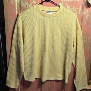 NWT Sunny Womens Yellow Sweater Shirt Buttery Soft Long Sleeve Pullover Sz Small